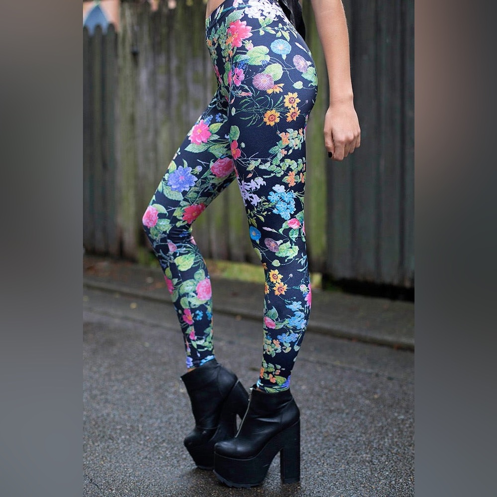 Blackmilk Navy Floral High-Waisted Leggings